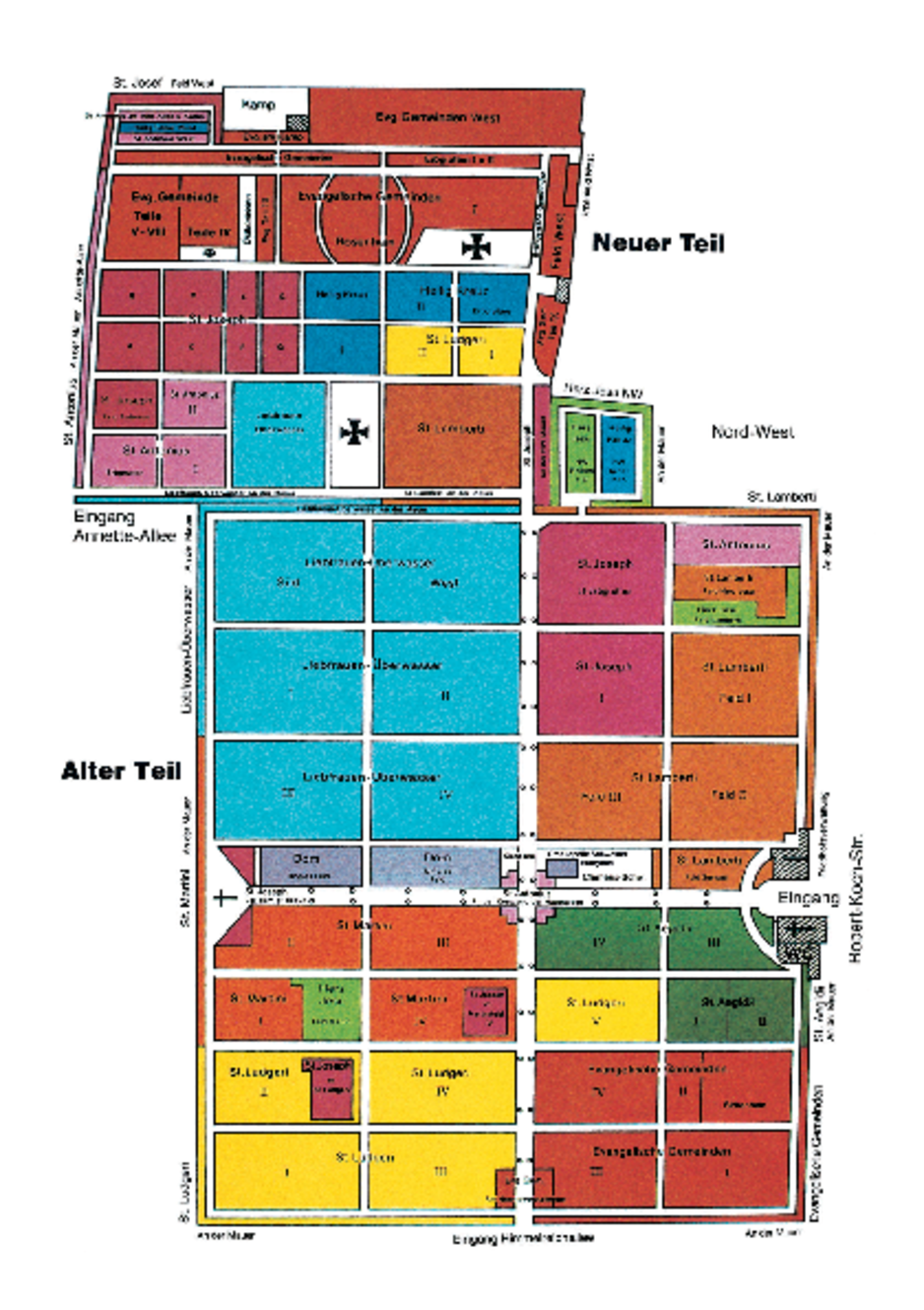 Friedhofsplan, Zentralfriedhof Münster.